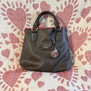 GUESS Dark Brown Monogram Satchel